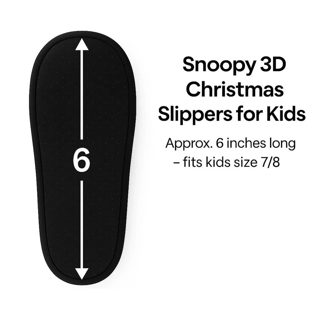 Peanuts Snoopy 3D Christmas Scuff Slippers Toddler 7/8 Plush Santa Slip-Ons New